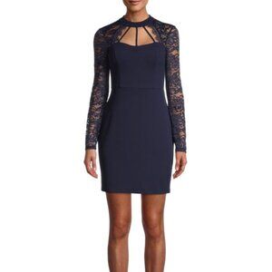 GUESS Illusion Cage Neck Lace Sleeve Sheath Dress | Size 8